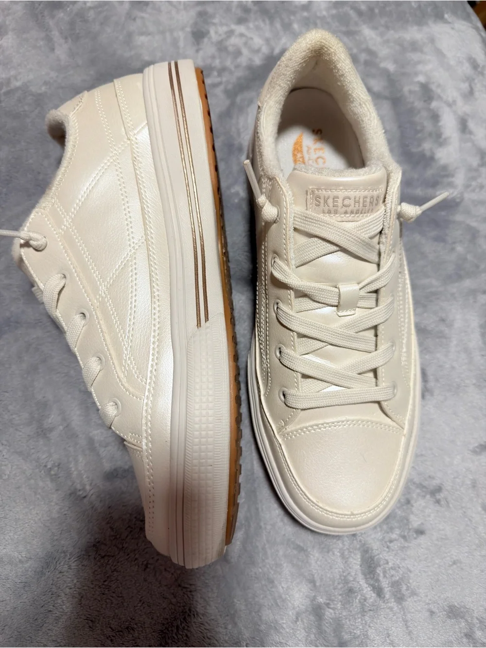 Skechers Women's Off-White Low-Top Lace-Up Sneakers